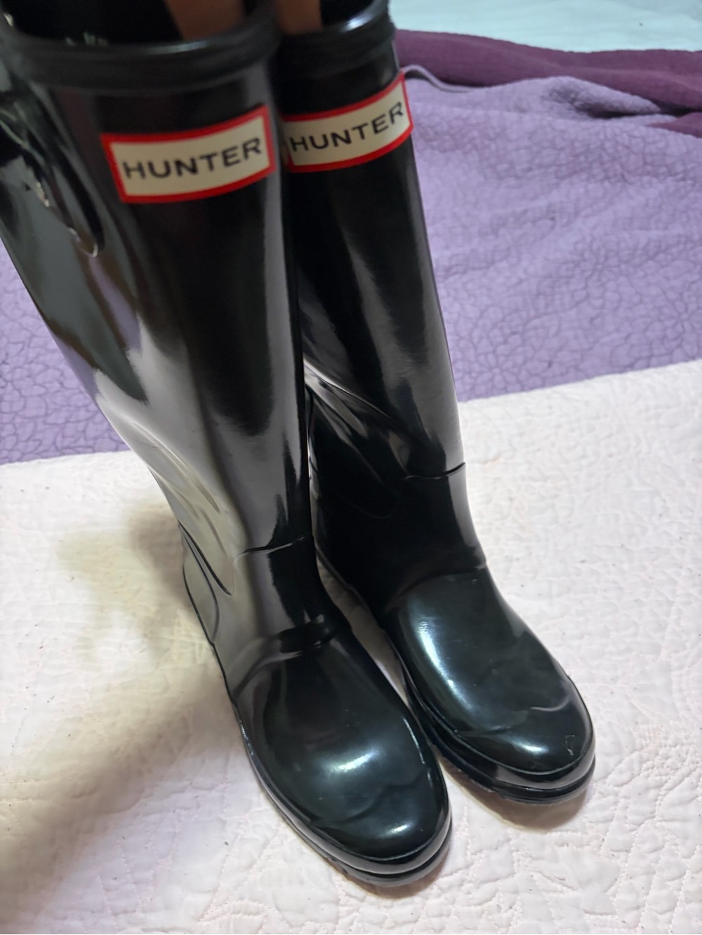 Hunter Gloss Grey Knee-High Rain Boots 👢 😍